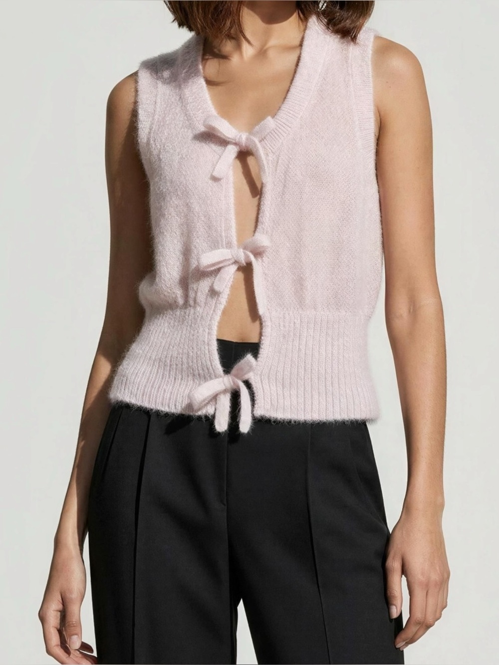 GANNI Mohair Tie-String Vest, Lilac Sachet, XXS